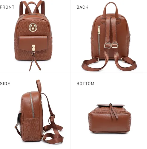 Miniatura 5 de MKP - Mochila pequeña para mujer, bolso de hombro con borla y dije, Café (Light Coffee), Mochilas Daypack