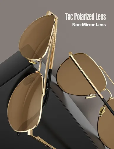 Miniatura 43 de LUENX, Aviator - Gafas de sol polarizadas, para hombres y mujeres, protección UV 400, con funda 60MM