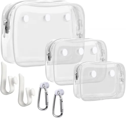 Miniatura 10 de 3 Paquetes de Bolsas de Playa Tote Bogg Transparentes con 2 Ganchos de Inserción Accesorios para Bolsas Bogg Viaje Maquillaje Organizador
