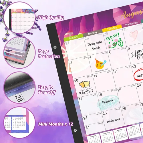 Miniatura 3 de Gannyfer Calendario de escritorio 2026-18 meses, calendario de escritorio grande, para usar ahora hasta diciembre de 2026, calendario de escritorio