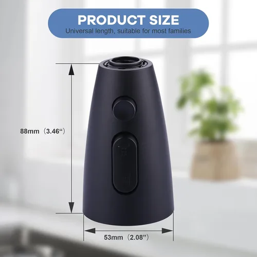 Miniatura 7 de WOWOW Cabezal de repuesto para grifo de cocina, color negro mate, boquilla de pulverización extraíble de 3 funciones con 9 adaptadores para grifo