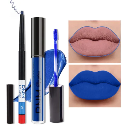 Miniatura 27 de evpct 2 Piezas Lápiz Labial Líquido Verde Esmeralda con Brillo Glitter, Brillo Labial Tinte y Delineador de Labios Retráctil, Set de Maquillaje