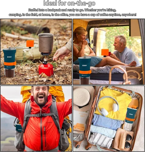 Miniatura 7 de Molinillo de café manual portátil con rebaba cónica y 6 ajustes de grosor ajustables, molinillo de frijoles de manivela para camping, senderismo
