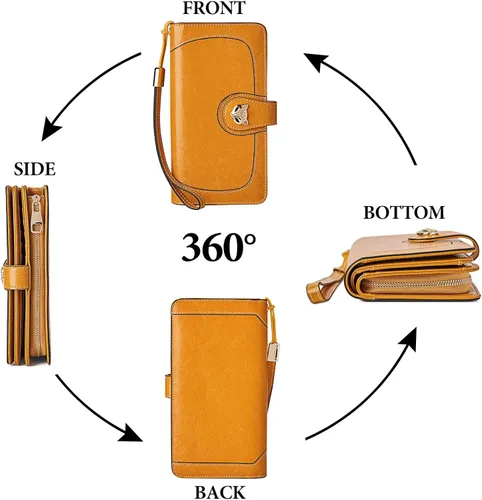 Miniatura 3 de FOXLOVER Cartera de pulsera de diseño para mujer, de gran capacidad, para mujer, con bloqueo RFID, tarjetero de cuero