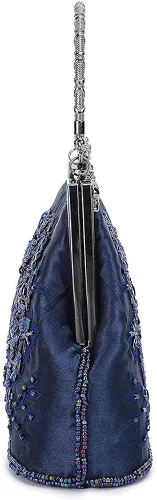 Miniatura 3 de KISSCHIC Bolso de mano para mujer, estilo vintage, con cuentas bordadas, lentejuelas, para boda, fiesta, bolso de mano