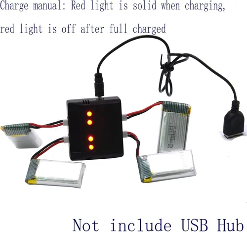 Miniatura 4 de Blomiky Paquete de 4 baterías de 3.7 V 500 mAh 1.85 Wh 25C MX2..0 Plug Lipo batería y caja de tablero adecuado para Q9S Syma X5C X5 RC Quadcopter