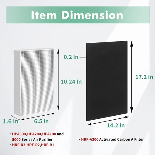 Miniatura 6 de Filtro HEPA HPA300 de repuesto compatible con purificador de aire Honeywell serie HPA300, HPA300, HPA304, HPA8350, HPA300VP, HPA3300b, HPA5300, 3