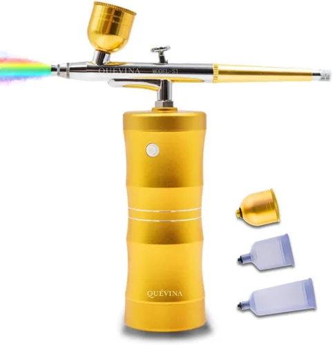 Miniatura 9 de Quevina - Kit de aerógrafo inalámbrico, compresor de pistola de cepillo de aire de maquillaje de mano, aerosol para reposteria para mejora