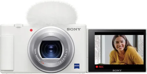 Miniatura 2 de Sony Cámara digital ZV-1 (blanco) (DCZV1/W) + tarjeta de memoria de 64 GB + lector de tarjetas + bolsa suave de lujo + trípode flexible + cartera