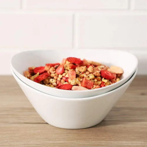 Miniatura 7 de Buyajuju Juego de 4 cuencos de ensalada de porcelana, 38 onzas, cuencos blancos de 8 pulgadas para cereales, sopa, ramen, aperitivos, arroz, horno