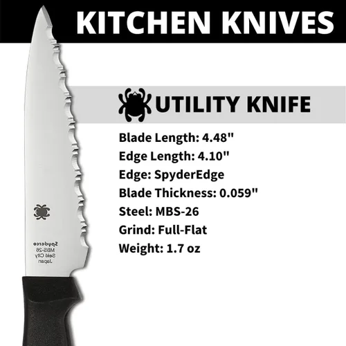 Miniatura 3 de Spyderco Cuchillo utilitario de cocina ligero con hoja de acero inoxidable MBS-26 y mango de plástico de polipropileno Negro