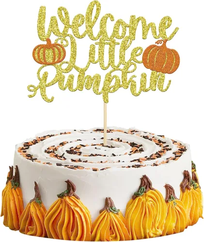 Miniatura 9 de Gyufise Decoración de pastel de calabaza – Decoración azul para pastel de baby shower para cumpleaños, Halloween, suministros de fiesta de Acción