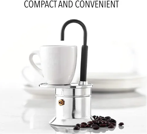 Miniatura 3 de Diydeg Olla de un solo tubo, 1 taza de aleación de aluminio de 1.7 fl oz, cafetera italiana, cafetera clásica para estufa, olla exprés para café