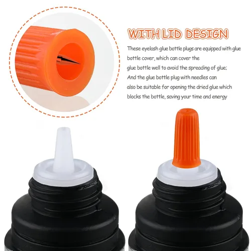 Miniatura 5 de Kit de 44 piezas de pegamento para pestañas, kit de tapas de pegamento para pestañas, puntas de boquilla, tapones para botellas, puntas de boca