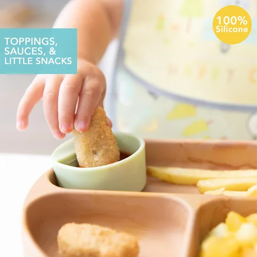 Miniatura 2 de Bumkins Baby Silicone Little Dippers, se fija a cuencos, platos y platos, taza de salsa, sostiene condimentos, salsas, salsas, puré, coberturas
