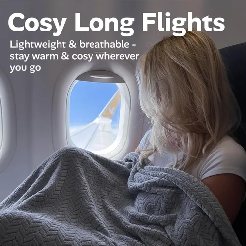 Miniatura 3 de Proglobe Manta de viaje y almohada – Manta de forro polar ultra suave y ligera para avión, automóvil, campamento, autobús, viajes, manta acogedora