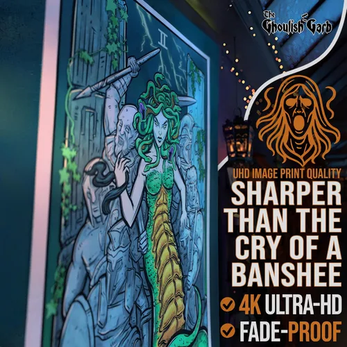 Miniatura 6 de Tapiz de cartas del tarot de la alta sacerdotisa - Medusa - mitología griega decoración del hogar para colgar en la pared (60 x 50 pulgadas)