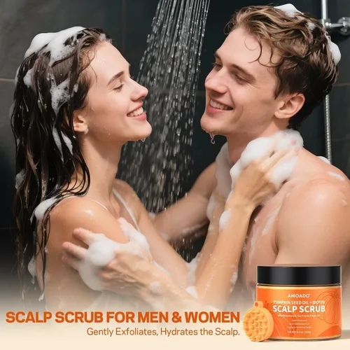Miniatura 7 de AMOADO Exfoliante para el Cuero Cabelludo, Exfoliante para el Cuero Cabelludo con Aceite de Semilla de Calabaza con Biotina y Romero, Desintoxicante