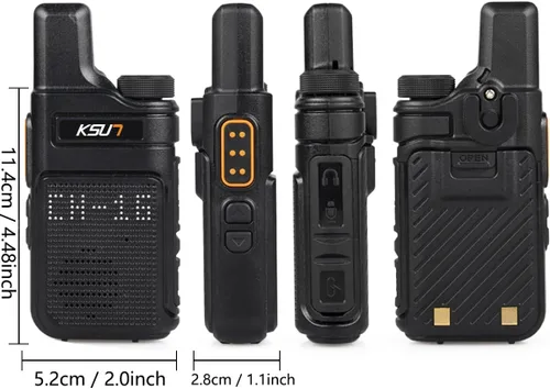 Miniatura 4 de KSUN Walkie Talkies con auricular y micrófono 22 canales resistente a las caídas, mini pantalla de largo alcance VOX 4000mAh batería recargable