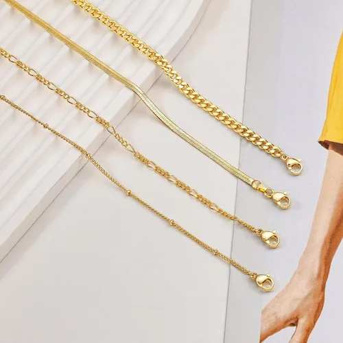 Miniatura 4 de Picuzzy Pulseras de oro para mujer, de oro real de 14 quilates, apilables, impermeables, juego de joyas para mujer, a la moda, delicadas, bonitas