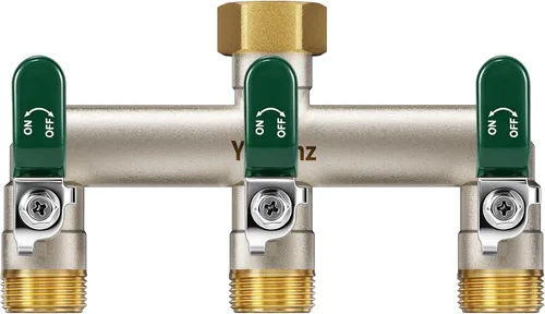 Miniatura 11 de Divisor de manguera de jardín de 3 vías, divisor de espiga de latón para exteriores, 3/4 pulgadas GHT 0.47" Full Flow Ball Valve, Shut-off Valves