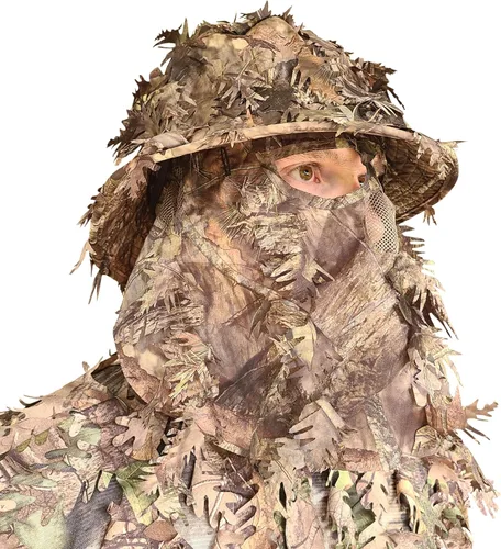QuikCamo Realtree & Mossy Oak 3D Leafy Camo - Sombrero de cubo para hombres, ciervos, patos y pavos (totalmente ajustable OSFM)