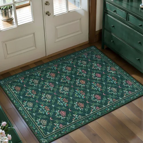 Miniatura 27 de Tangsoo Alfombra lavable para pasillo, antideslizante, 2 x 6 pies, estilo bohemio, floral, vintage, para entrada, suelo suave, para cocina, baño