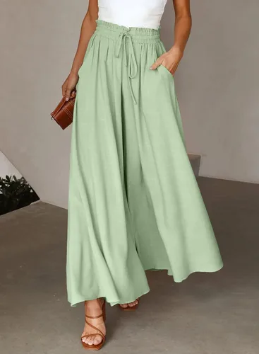 Miniatura 2 de Dokotoo Pantalones para mujer con cintura elástica y pierna ancha con bolsillos