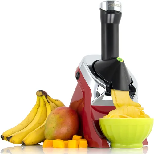Yonanas 988RD Deluxe - Máquina Vegana, Sin Lácteos, de Helado Suave de Frutas Congeladas, Incluye 75 Recetas, 200 W, Color Rojo