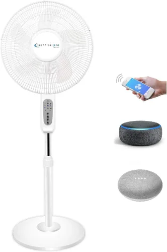 Technical Pro FXA16W WIFI habilitado para ventilador de pie de 16 pulgadas con función oscilante y compatible con Amazon Alexa/Google Home Control