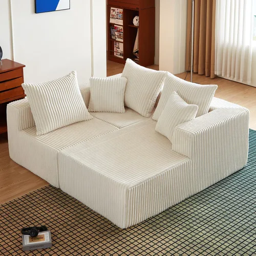Miniatura 7 de Sofás seccionales de 102" para sala de estar, sofá nube sin estructura, sofá en forma de L con asiento profundo de gran tamaño, sofá cómodo