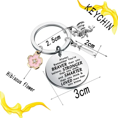 Miniatura 2 de KEYCHIN Llavero de la película Mu Lan y Mushu Dragon Fans Gift You Are Braver Stronger Smarter Than You Think Mu Lan Jewelry