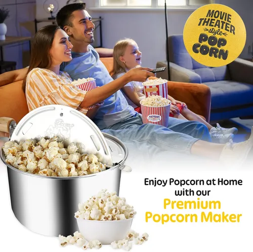 Miniatura 4 de Great Northern Popcorn Máquina para hacer palomitas de maíz con asas de madera, plata, 5 cuartos de galón (529019ECS)