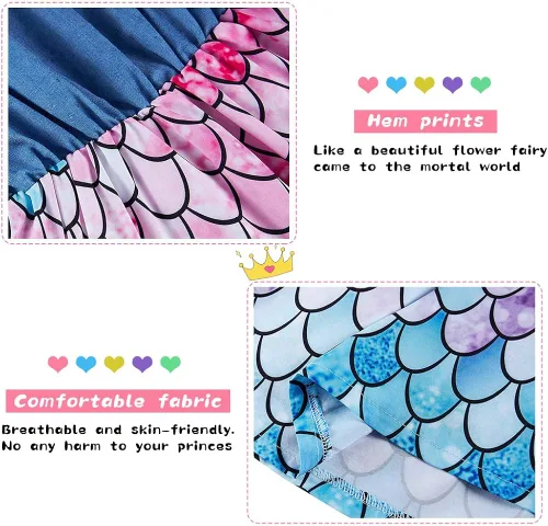 Miniatura 5 de Enlifety - Vestidos de princesas para niñas pequeñas sin mangas blusa de mezclilla y faldas de tutú con estampado floral vestido de verano de una