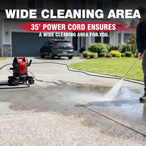 Miniatura 3 de A-iPower Follow Me - Lavadora eléctrica a presión 2800 PSI 1.7 GPM, diseño antivuelco con 5 boquillas, dispensador de jabón para vallas, calzadas