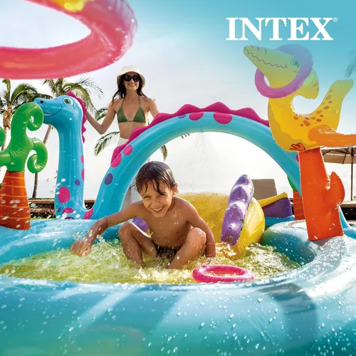 Miniatura 7 de Centro de juego inflable tierra de dinosaurios de Intex, 31 x 90 x 44 pulgadas, a partir de 2 años 2-Multicolor