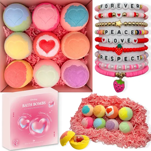 Bombas de baño para niños con sorpresa en el interior, bombas de baño para niños con 9 impresiones de corazón, bomba de baño para niñas, bomba de