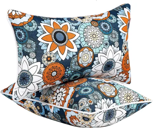 Miniatura 16 de JMGBird Juego de 2 almohadas lumbares para exteriores con relleno de algodón PP para muebles de patio, almohadas decorativas de 12 x 20 pulgadas