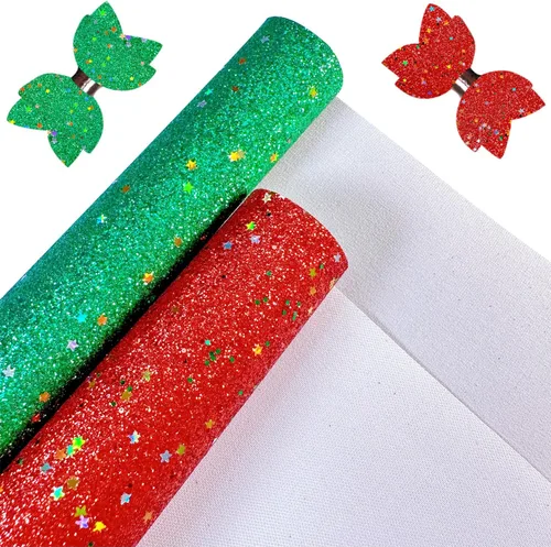 Miniatura 5 de Sábanas de piel sintética con estampado de copos de nieve de Navidad, 8 x 12 pulgadas, tela brillante con purpurina fina para lazos, manualidades