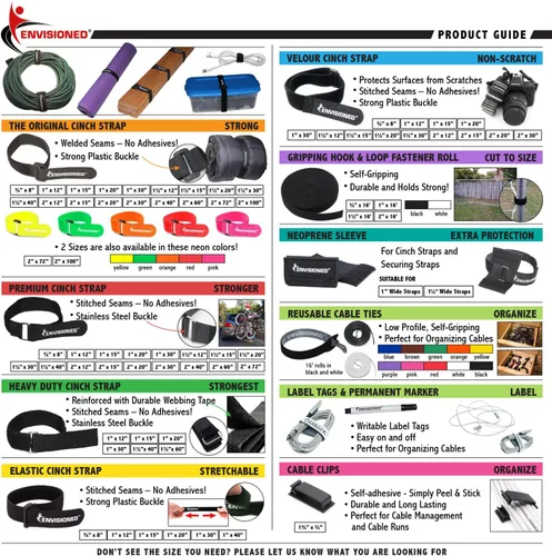 Miniatura 6 de Correas elásticas reutilizables de 2 x 20 pulgadas, paquete de 6 correas de sujeción multiusos de calidad con gancho y bucle