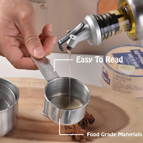 Miniatura 3 de Juego de tazas medidoras de acero inoxidable, 5 piezas de utensilios de medición de cocina, para cocinar y hornear, para medir ingredientes secos
