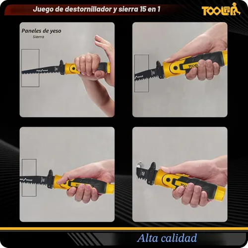 Miniatura 4 de Sierra manual de múltiples cuchillas 15 en 1 con destornillador. Para cortar madera, metal, plástico, chapa, paneles de yeso y madera contrachapada.