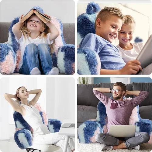 Miniatura 2 de Almohadas de lectura de piel sintética, tamaño grande, 30 x 17 x 17 pulgadas con relleno de microfibra blanca pura de primera calidad, almohada
