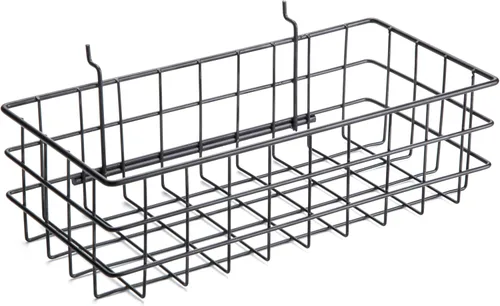 RightArrange Cesta de tablero de clavijas tamaño M, color negro, ganchos para cualquier tablero de clavijas, cestas de estante de alambre de estilo