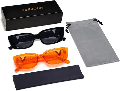 Miniatura 32 de Allarallvr Lentes de sol rectangulares para mujer, estilo retro de los años 90, Y2K, clásicos, vintage, cuadrados, AR82037