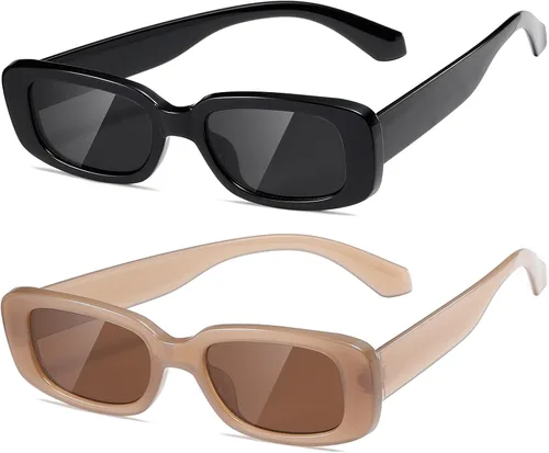 kimorn Lentes de sol rectangulares para mujeres y hombres, modernos, retro, a la moda, gafas de sol vintage de los años 90, protección UV 400, marco