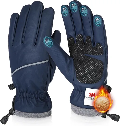 Guantes de invierno impermeables y resistentes al viento para hombres y mujeres, térmicos cálidos para clima frío, agarre de nieve para pantalla
