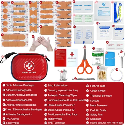 Miniatura 3 de Kit de primeros auxilios pequeño – Kit de emergencia impermeable de 185 piezas para el hogar, automóvil, oficina, viajes, camping, senderismo y al