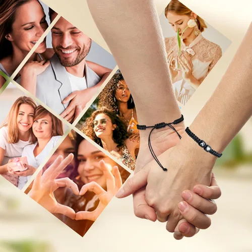 Miniatura 8 de Regalos para el día del padre, pulseras a juego para parejas, pulsera con letra inicial para hombres y mujeres, bonitos regalos de aniversario