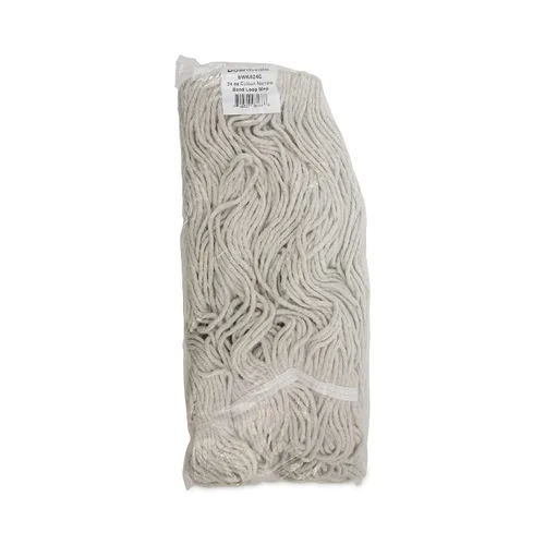 Miniatura 6 de Boardwalk BWK424CCT 24 oz. Pro Loop Web/Tailband Algodón Wet Mop Head - Blanco (12/Cartón)